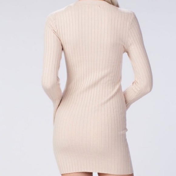 Cream Knit Bell Sleeve Dress - Picture 3 of 3